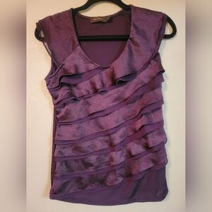 New York & Company Plum Layered Sleeveless Blouse
